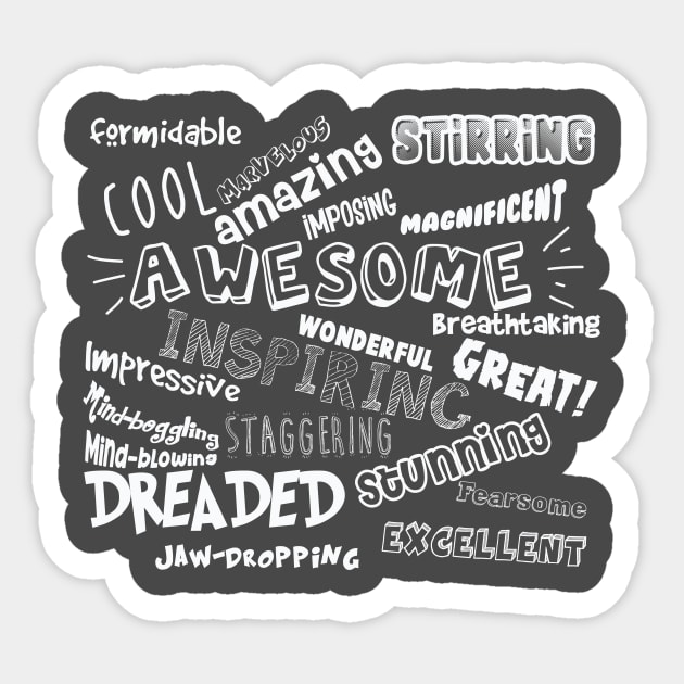 Cool Awesome Words Cool Awesome Words Sticker TeePublic